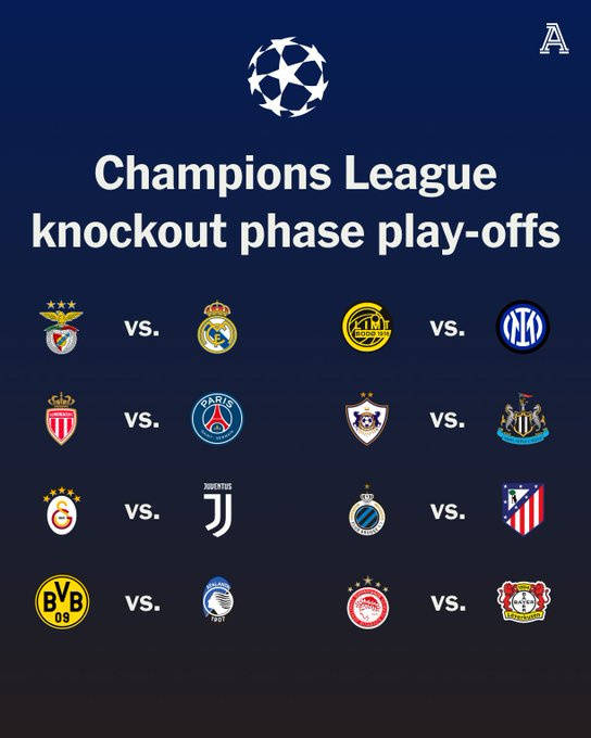 欧冠淘汰赛附加赛抽签揭晓，皇马附加赛再战本菲卡